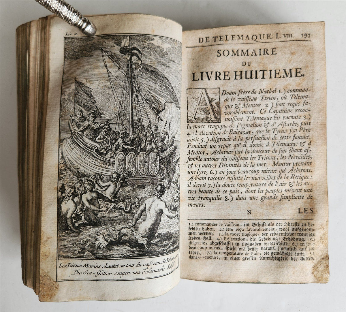 1760 ADVENTURES of TELEMACHUS in FRENCH antique ILLUSTRATED vellum bound