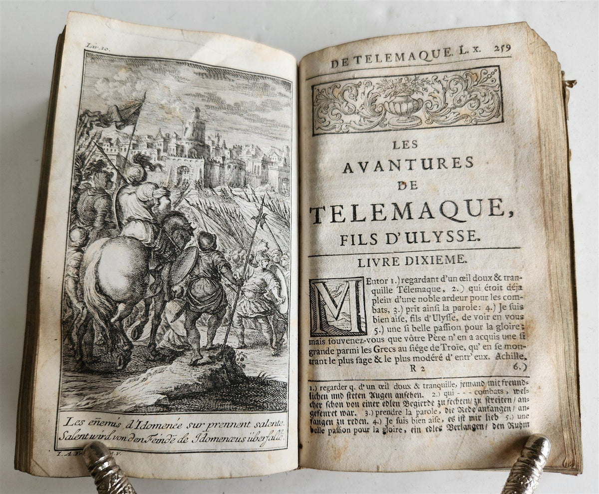 1760 ADVENTURES of TELEMACHUS in FRENCH antique ILLUSTRATED vellum bound