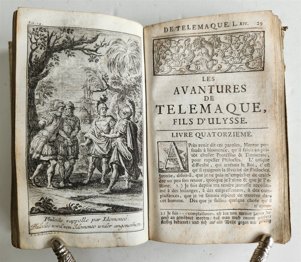 1760 ADVENTURES of TELEMACHUS in FRENCH antique ILLUSTRATED vellum bound