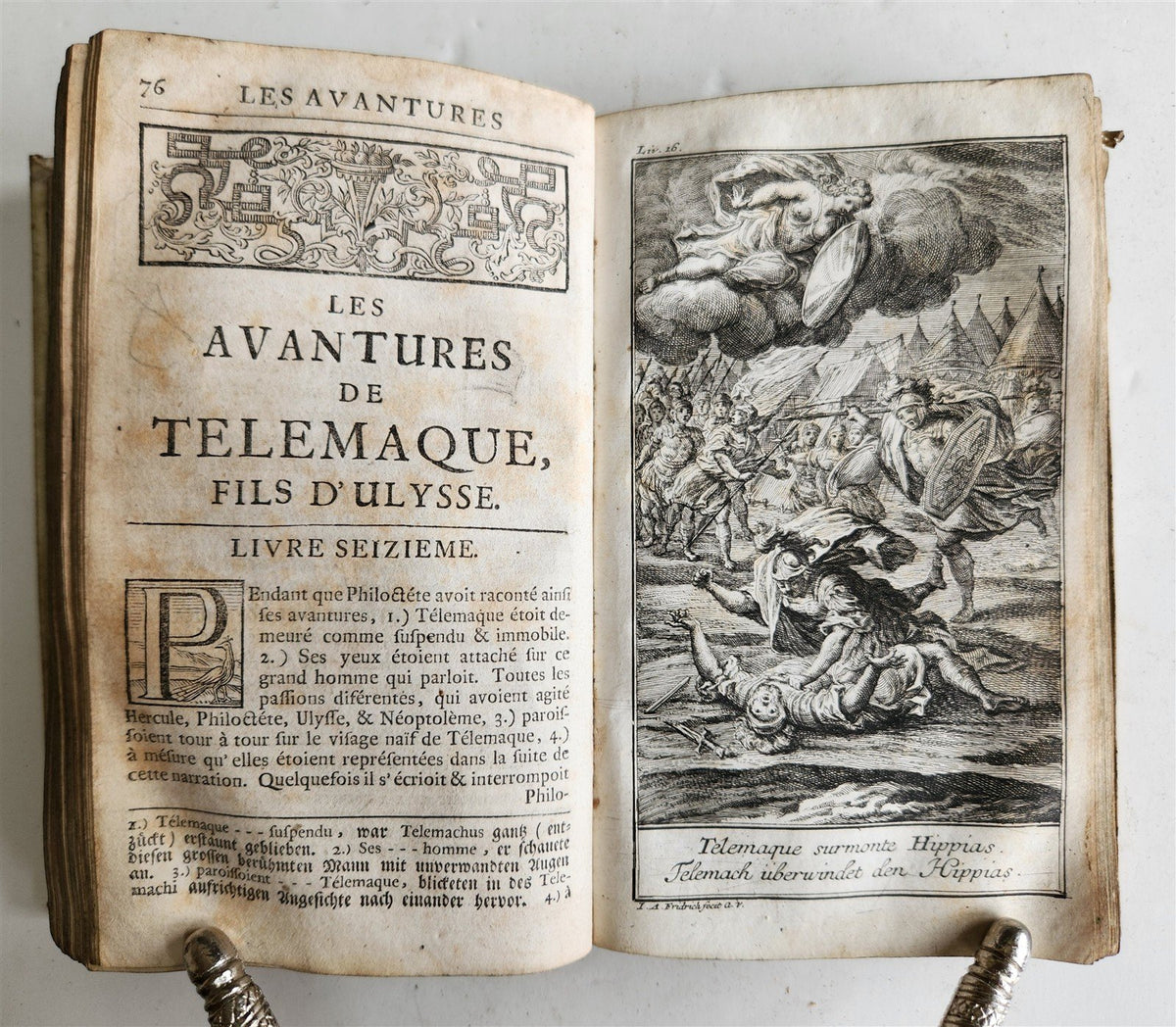 1760 ADVENTURES of TELEMACHUS in FRENCH antique ILLUSTRATED vellum bound