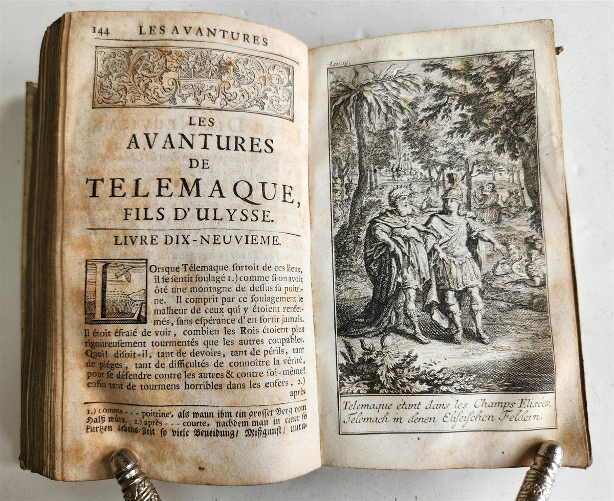 1760 ADVENTURES of TELEMACHUS in FRENCH antique ILLUSTRATED vellum bound