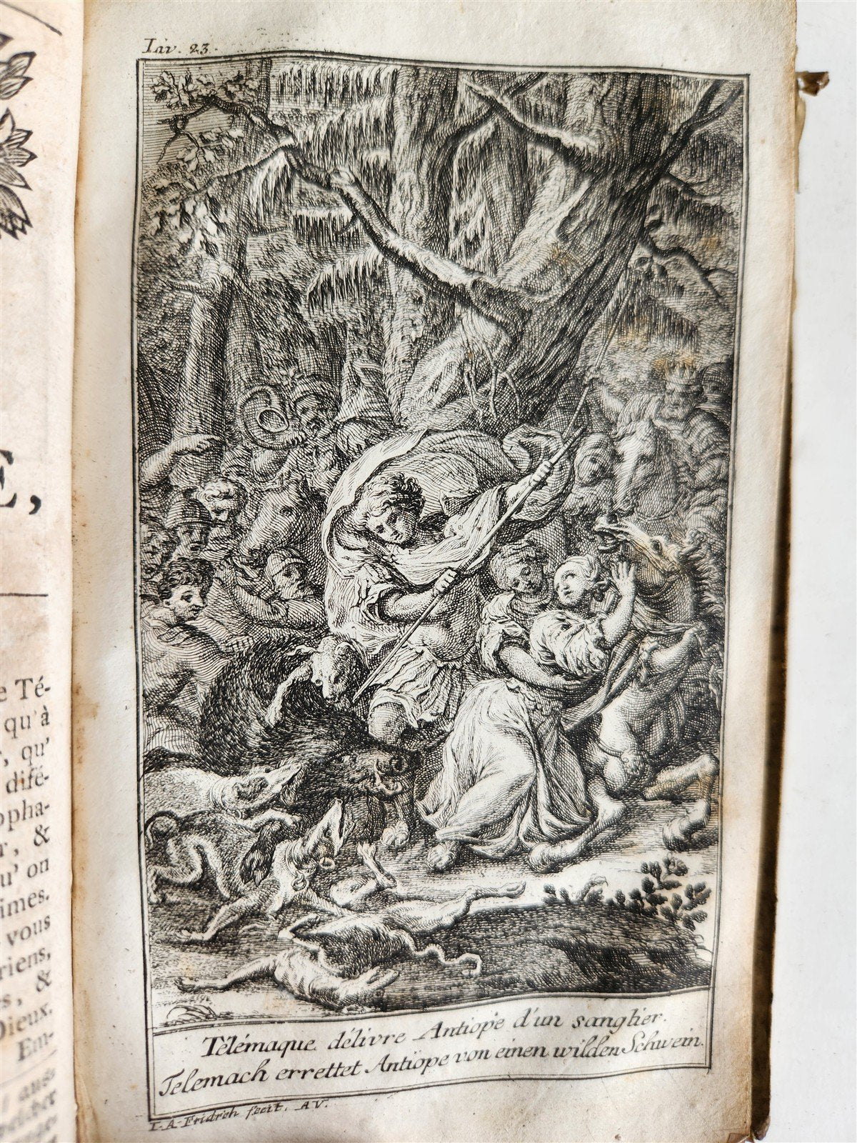 1760 ADVENTURES of TELEMACHUS in FRENCH antique ILLUSTRATED vellum bound