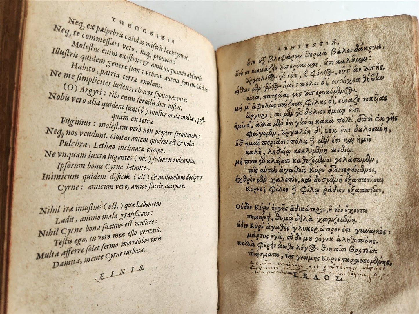 1578 POETRY Sentences of Theognis Megarensis antique vellum bound 16th CENTURY