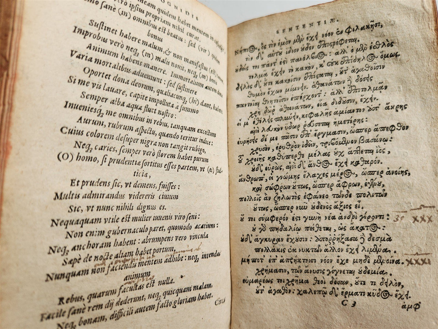 1578 POETRY Sentences of Theognis Megarensis antique vellum bound 16th CENTURY