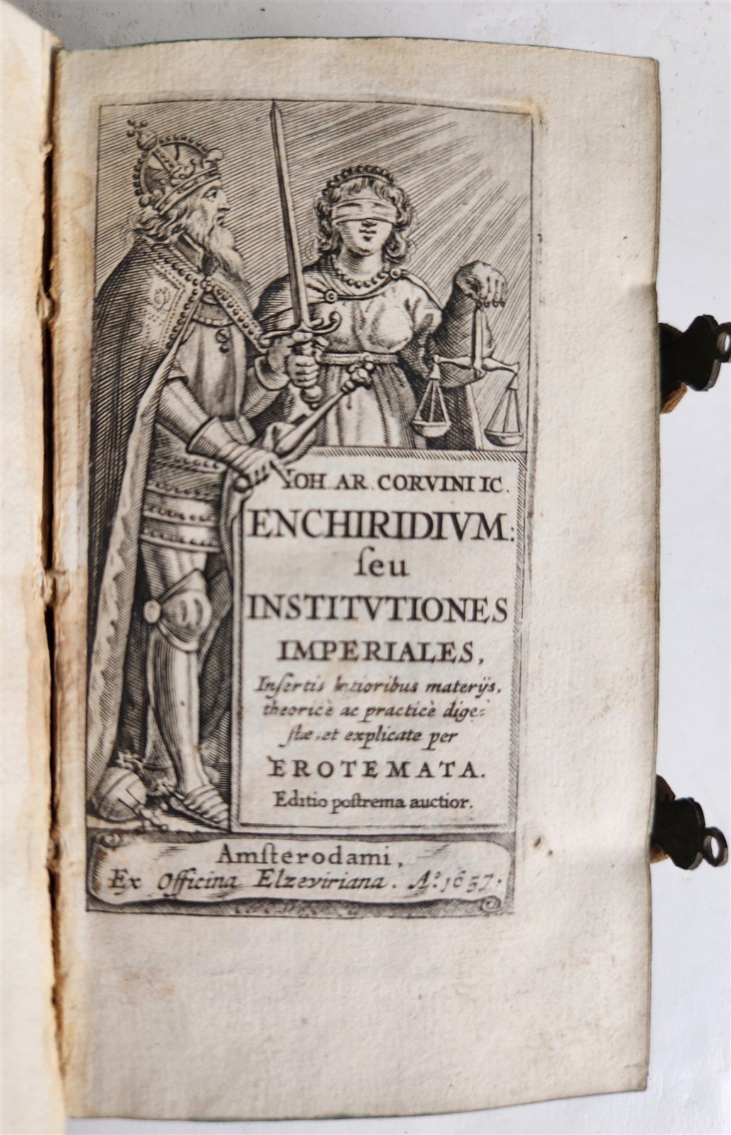 1657 CANON LAW MANUAL by CORVINUS antique ELZEVIR pigskin bound 17th CENTURY