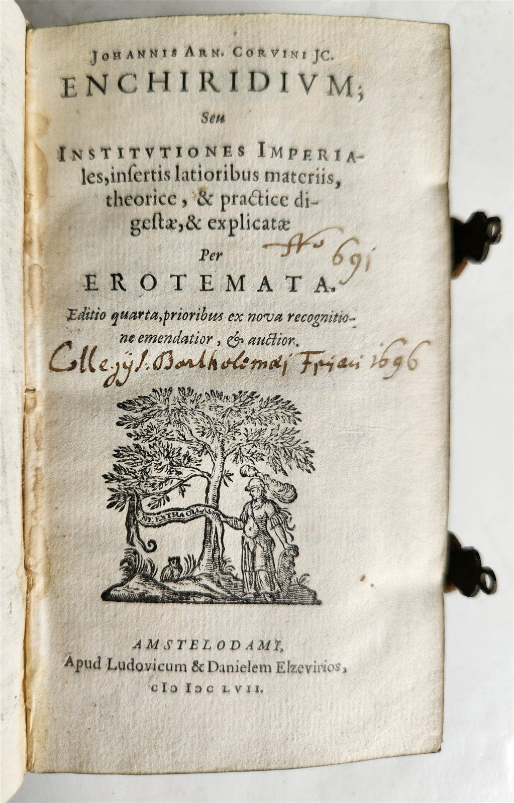 1657 CANON LAW MANUAL by CORVINUS antique ELZEVIR pigskin bound 17th CENTURY