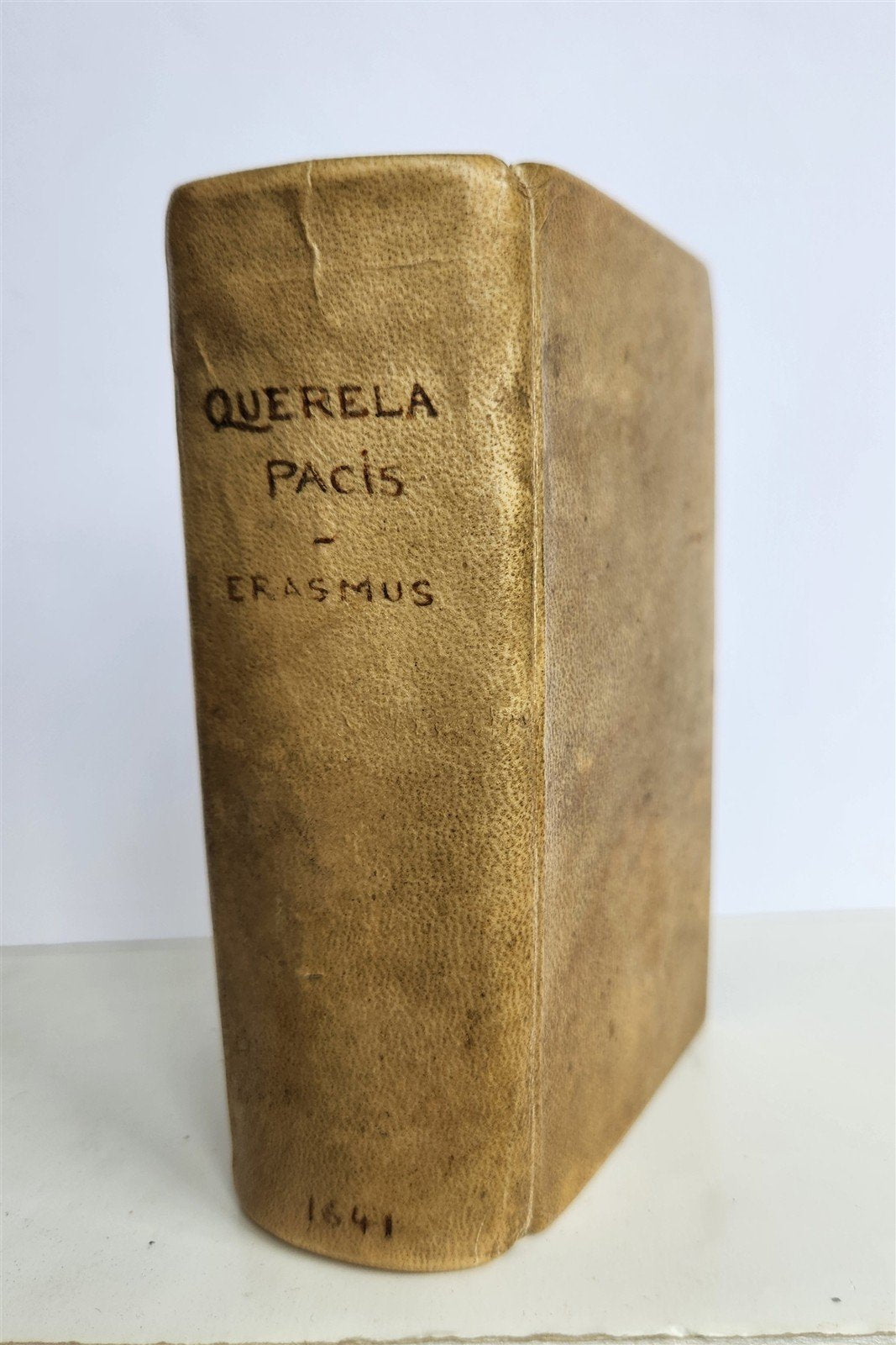 1641 WORKS by ERASMUS in LATIN pocket edition ANTIQUE vellum bound
