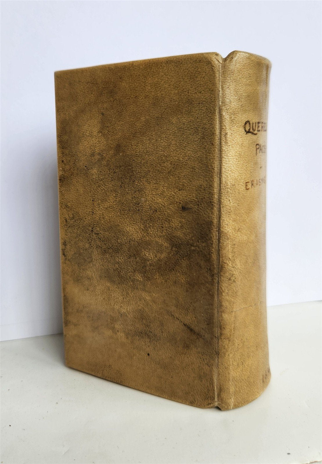 1641 WORKS by ERASMUS in LATIN pocket edition ANTIQUE vellum bound