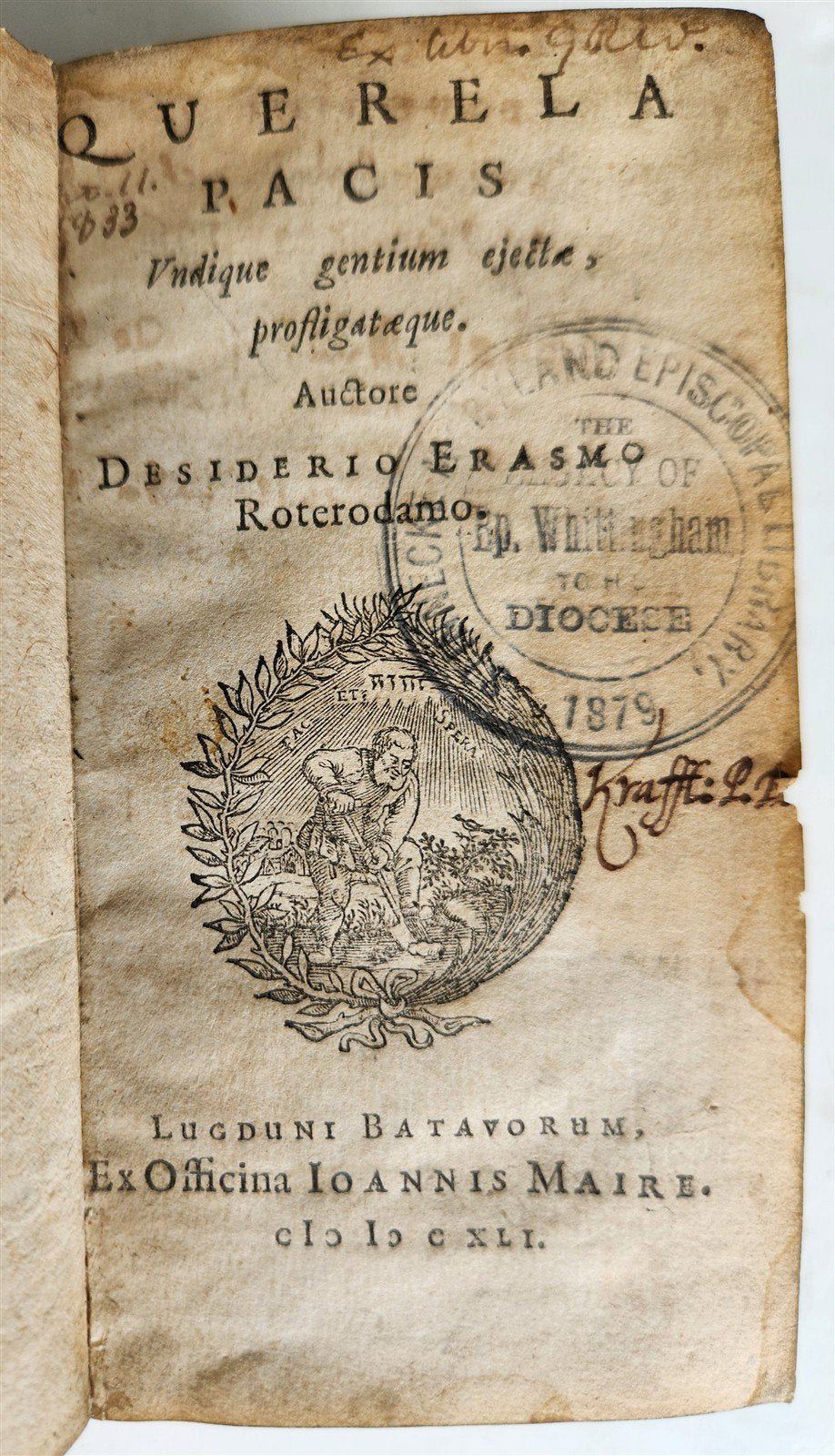 1641 WORKS by ERASMUS in LATIN pocket edition ANTIQUE vellum bound