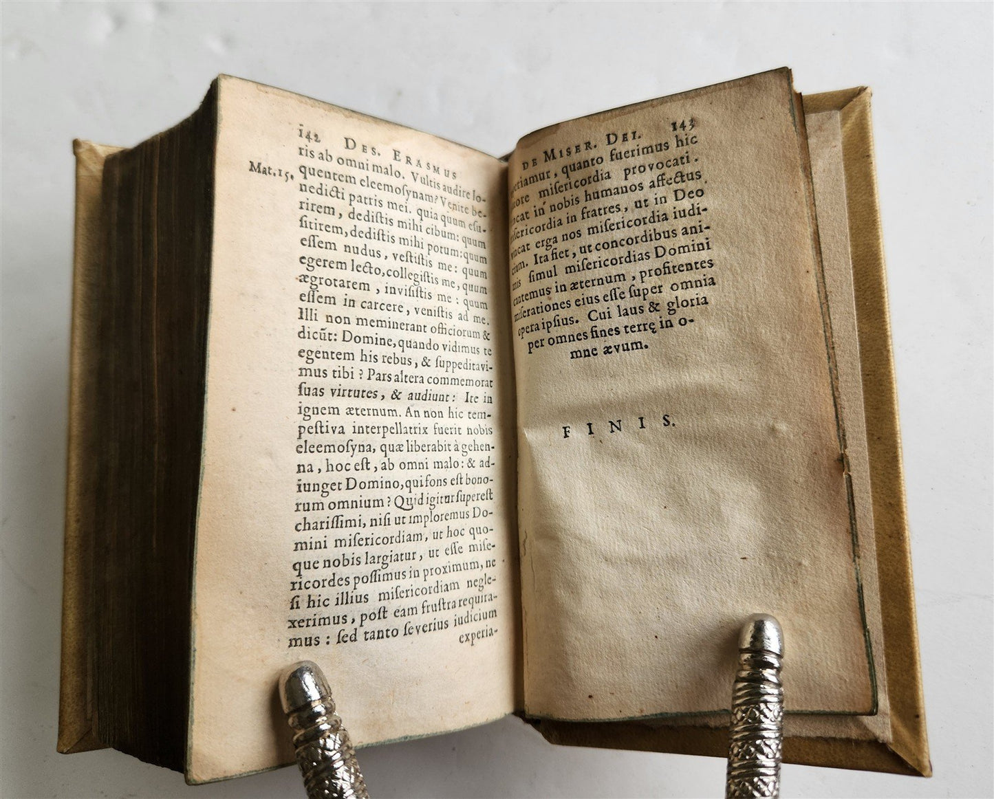 1641 WORKS by ERASMUS in LATIN pocket edition ANTIQUE vellum bound