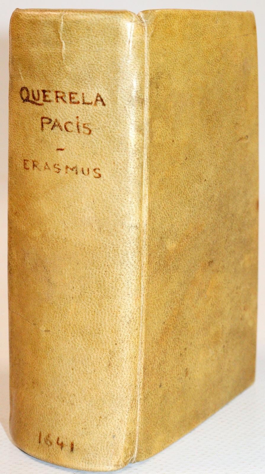1641 WORKS by ERASMUS in LATIN pocket edition ANTIQUE vellum bound