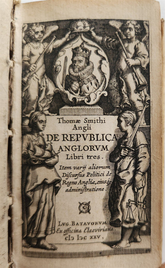 1625 DESCRIPTION of ENGLAND by THOMAS SMITH De Republica Anglorum ANTIQUE vellum
