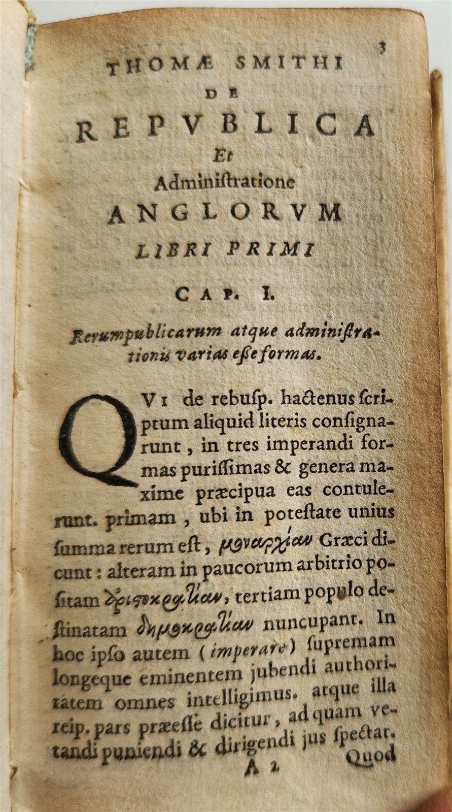 1625 DESCRIPTION of ENGLAND by THOMAS SMITH De Republica Anglorum ANTIQUE vellum