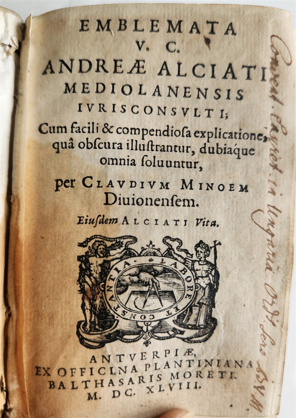 1648 EMBLEMATA by ANDREA ALCIATI illustrated w/ 209 engravings ANTIQUE vellum