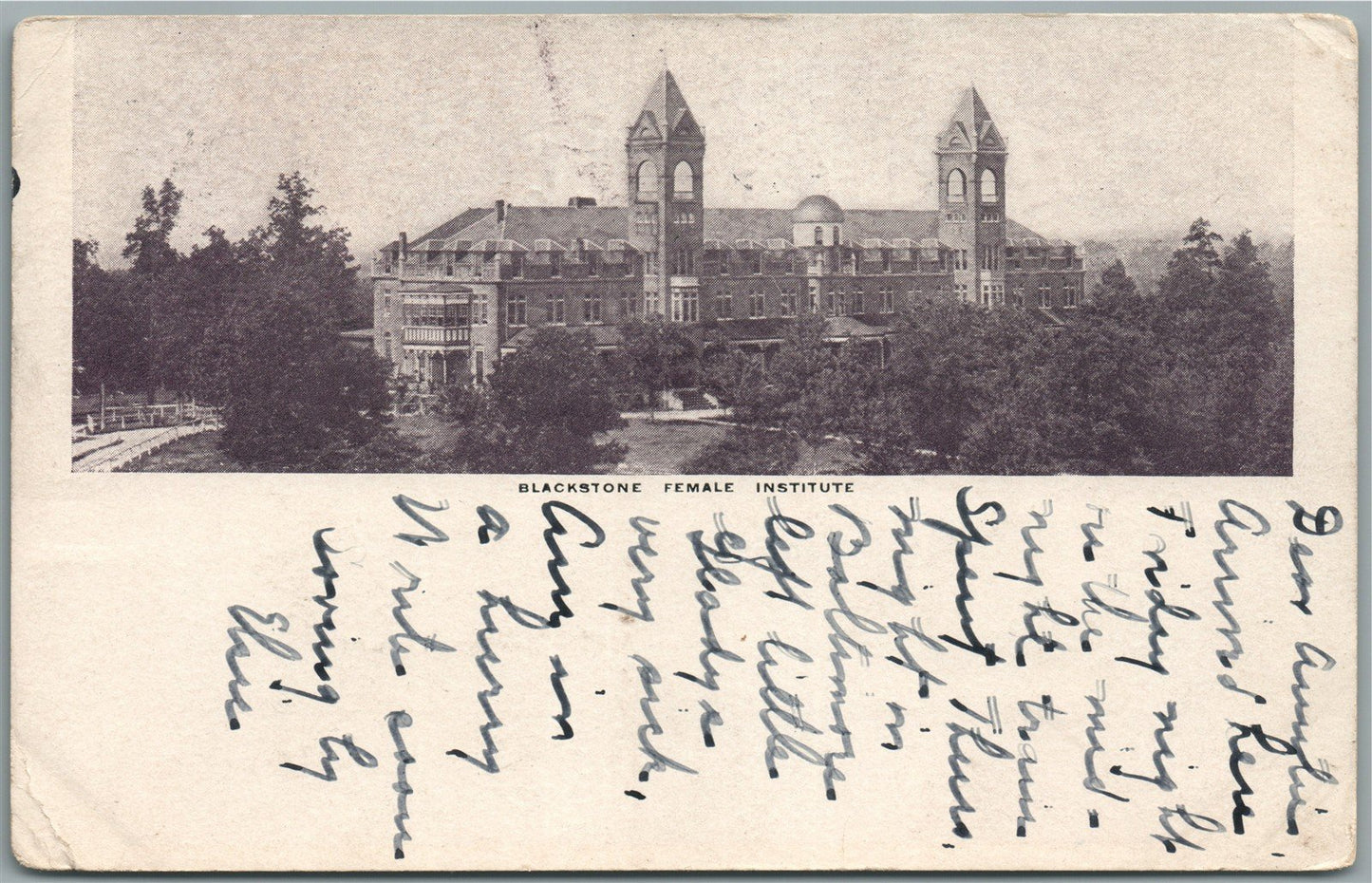 BLACKSTONE VA FEMALE INSTITUTE ANTIQUE POSTCARD
