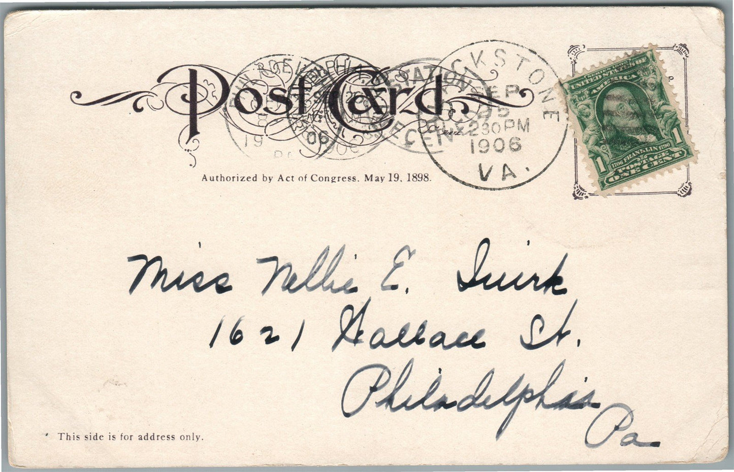 BLACKSTONE VA FEMALE INSTITUTE ANTIQUE POSTCARD