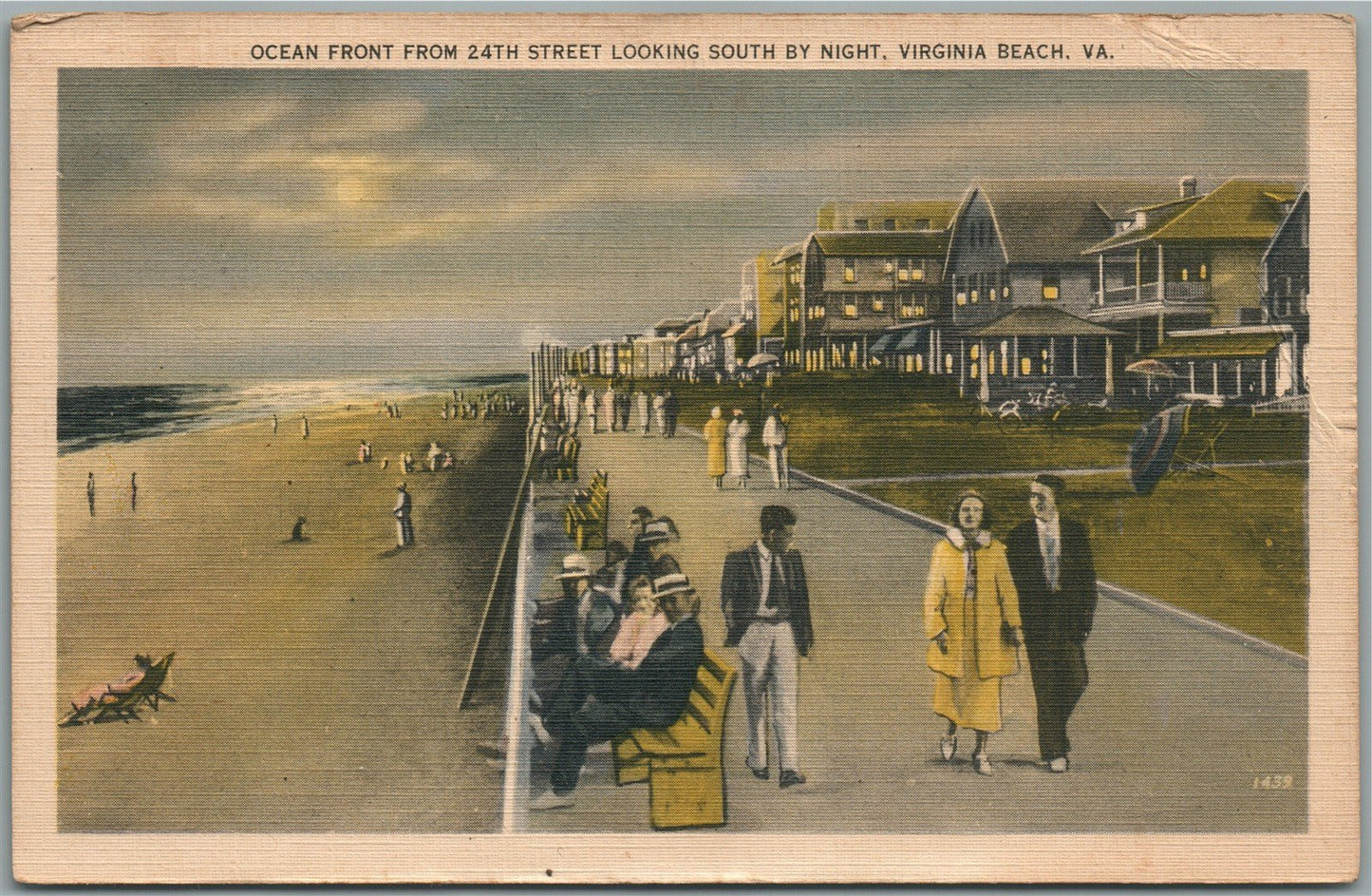 VIRGINIA BEACH VA OCEAN FRONT ANTIQUE POSTCARD