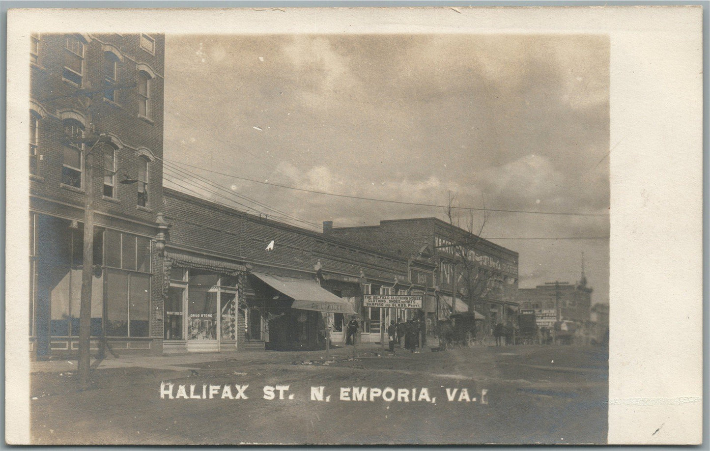 N. EMPORIA VA HALIFAX STREET ANTIQUE REAL PHOTO POSTCARD RPPC