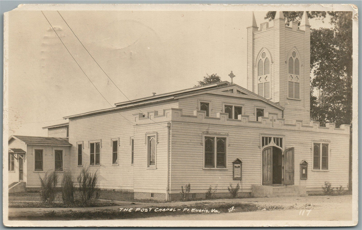 FT. EUSTIS VA POST CHAPEL ANTIQUE REAL PHOTO POSTCARD RPPC