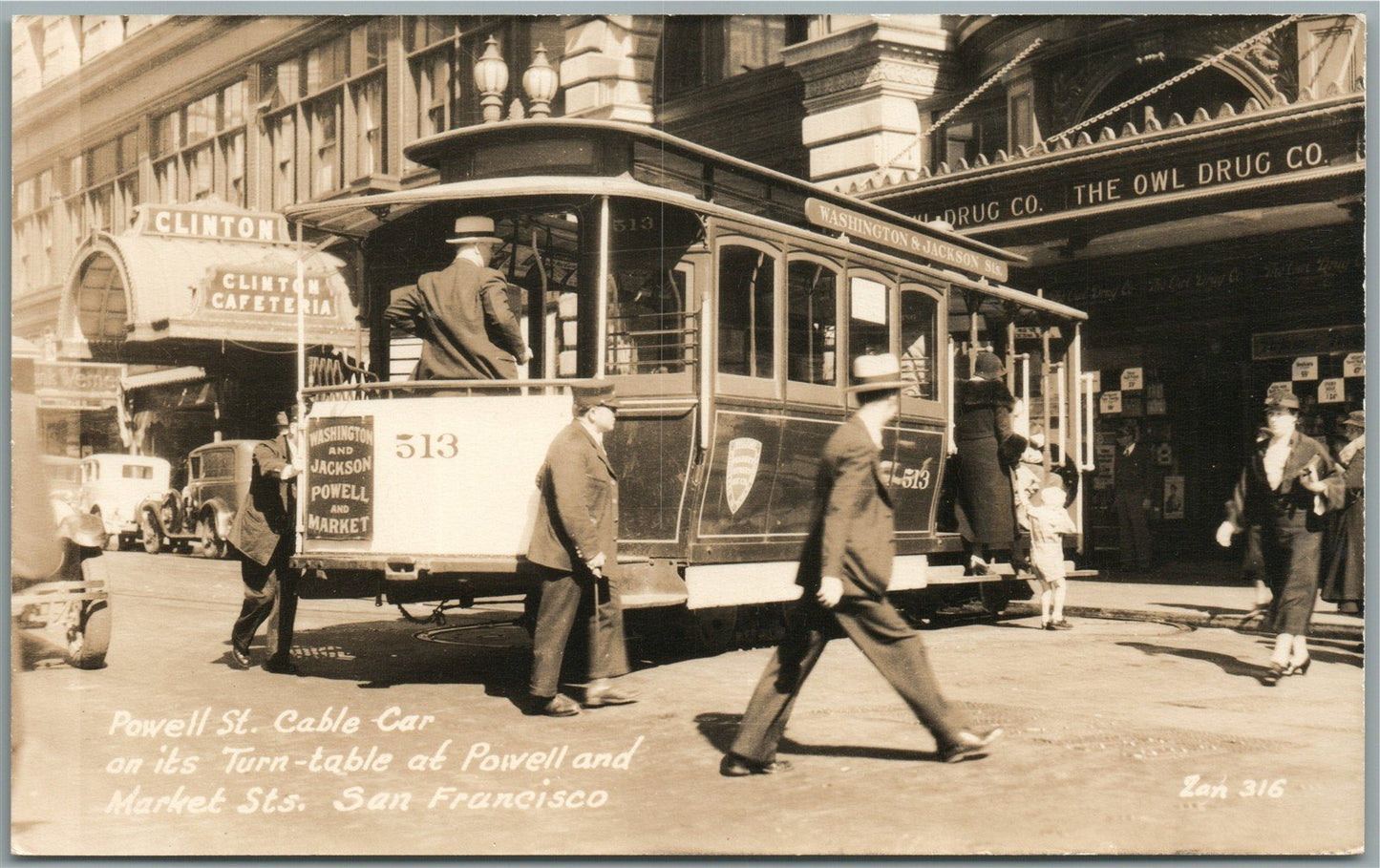 SAN FRANCISCO CA ANTIQUE CABLE CAR ANTIQUE REAL PHOTO POSTCARD RPPC