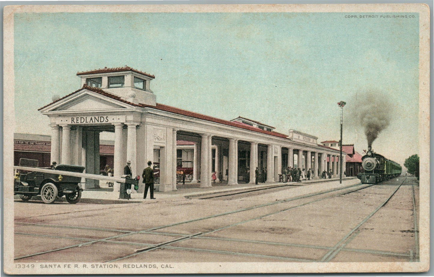 REDLANDS CA RAILROAD STATION RAILWAY DEPOT ANTIQUE POSTCARD