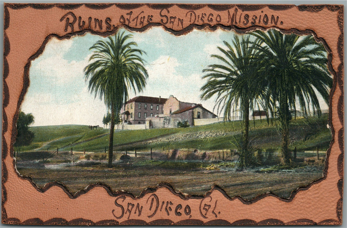 SAN DIEGO CA LEATHER ANTIQUE POSTCARD