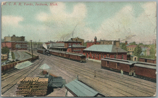 JACKSON MI RAILROAD YARDS ANTIQUE POSTCARD