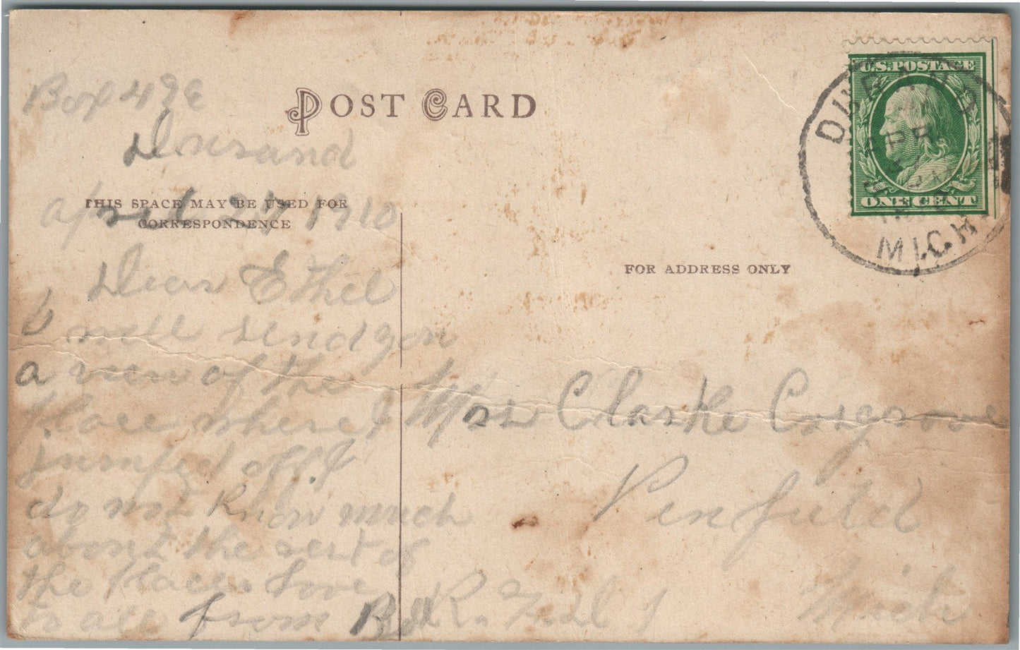 DURAND MI RAILROAD DEPOT RAILWAY STATION ANTIQUE POSTCARD