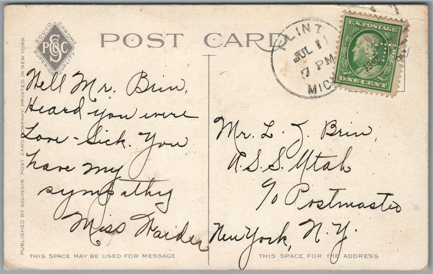 FLINT MI RAILROAD DEPOT RAILWAY STATION ANTIQUE POSTCARD