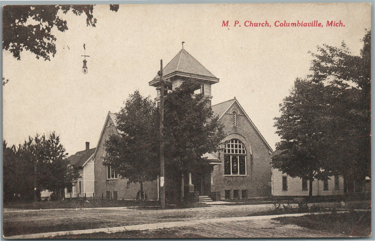 COLUMBIAVILLE MI M.P. CHURCH ANTIQUE POSTCARD
