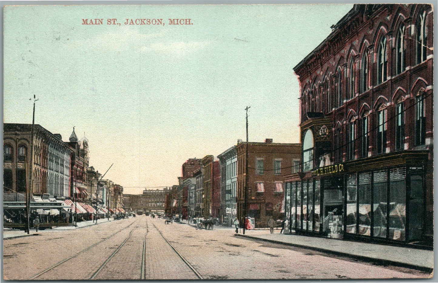 JACKSON MI MAIN STREET ANTIQUE POSTCARD
