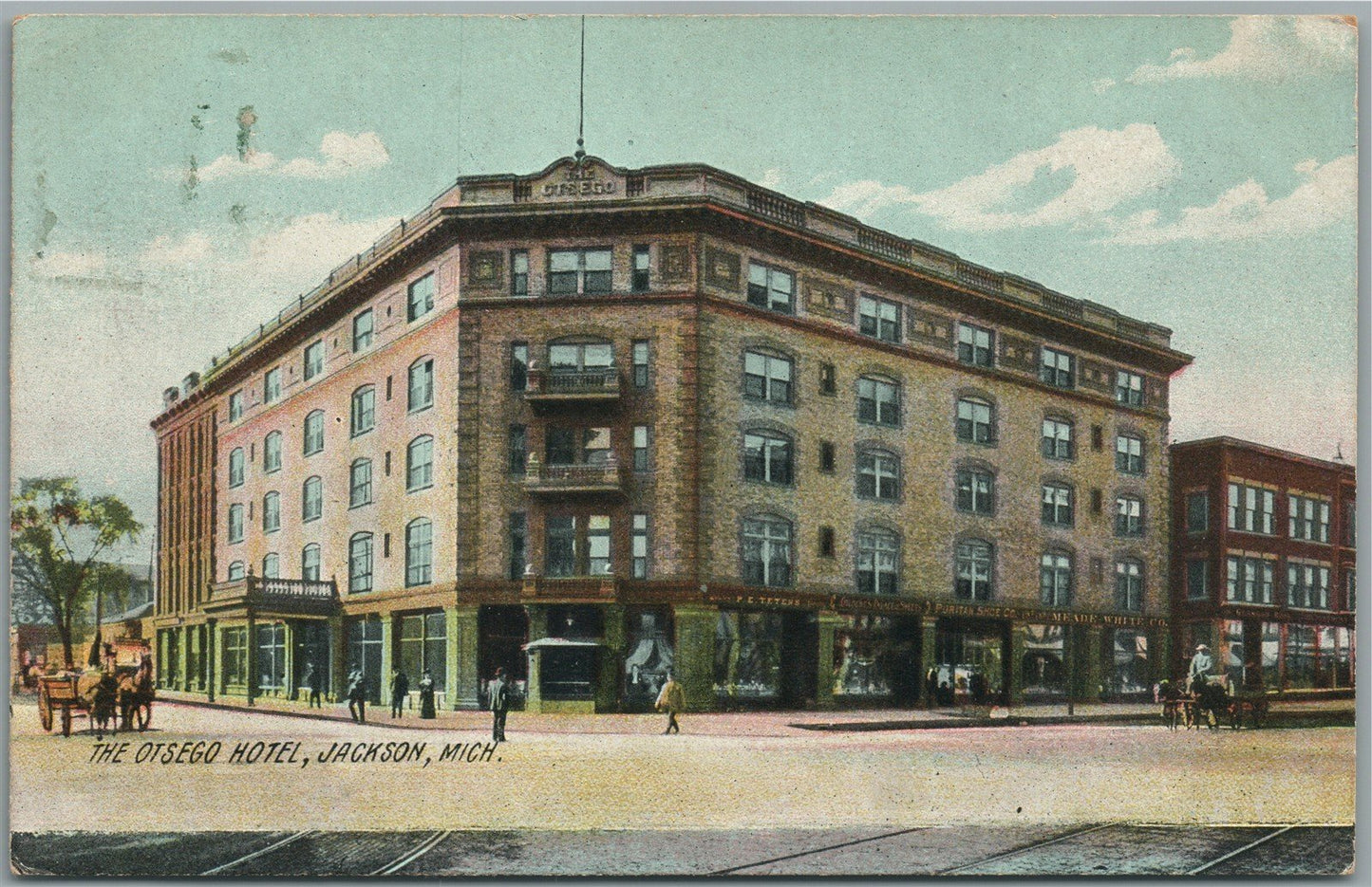 JACKSON MI GROCERY COMPANY ADVERTISING OTSEGO HOTEL ANTIQUE POSTCARD