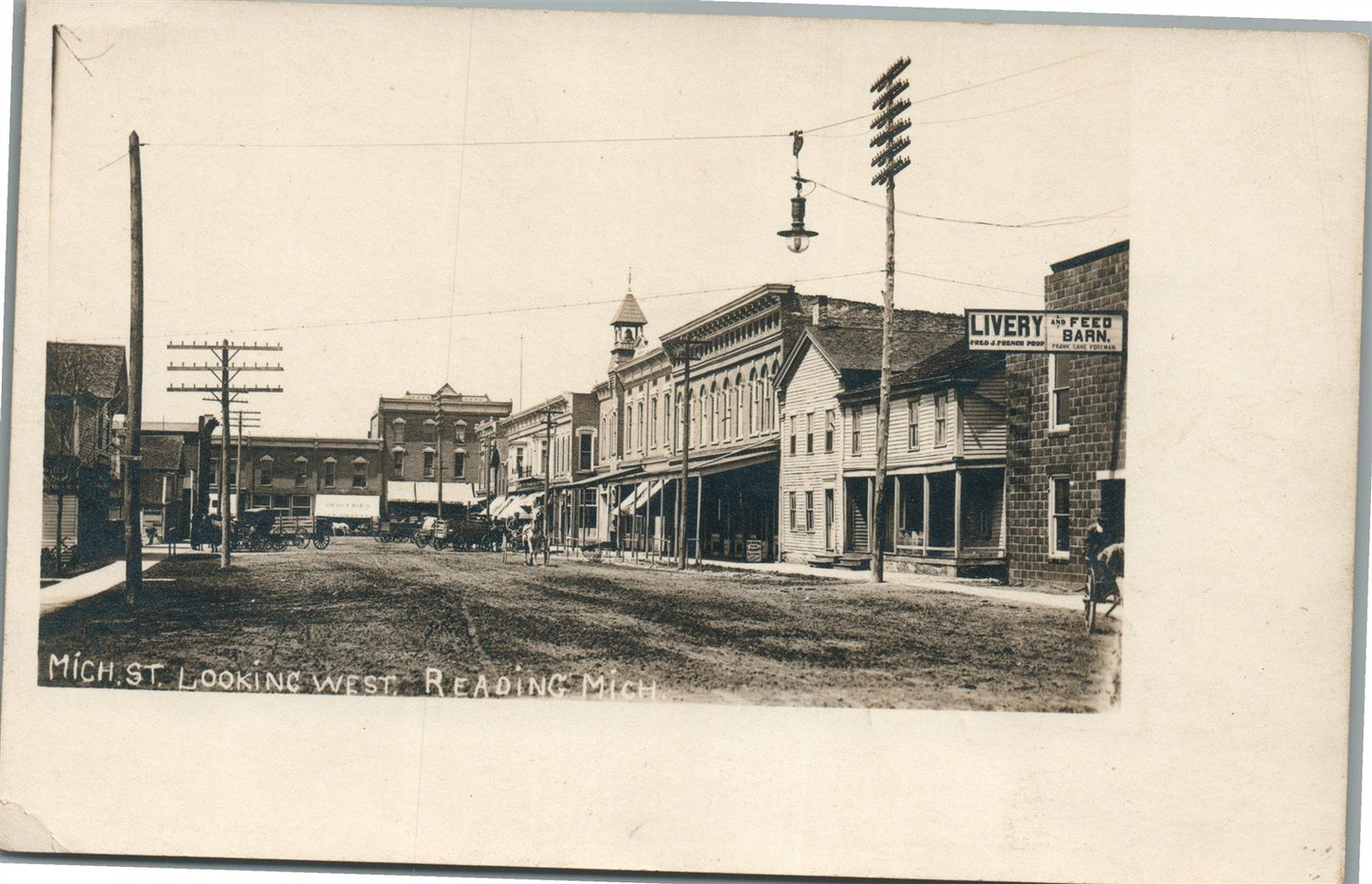 READING MI MICHIGAN STREET ANTIQUE REAL PHOTO POSTCARD RPPC