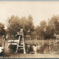 THREE RIVERS MI SUSPENTION FOOT BRIDGE ANTIQUE REAL PHOTO POSTCARD RPPC
