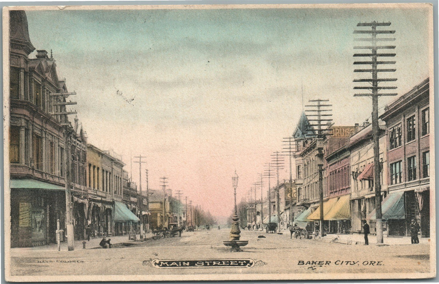 BAKER CITY OR MAIN STREET ANTIQUE POSTCARD