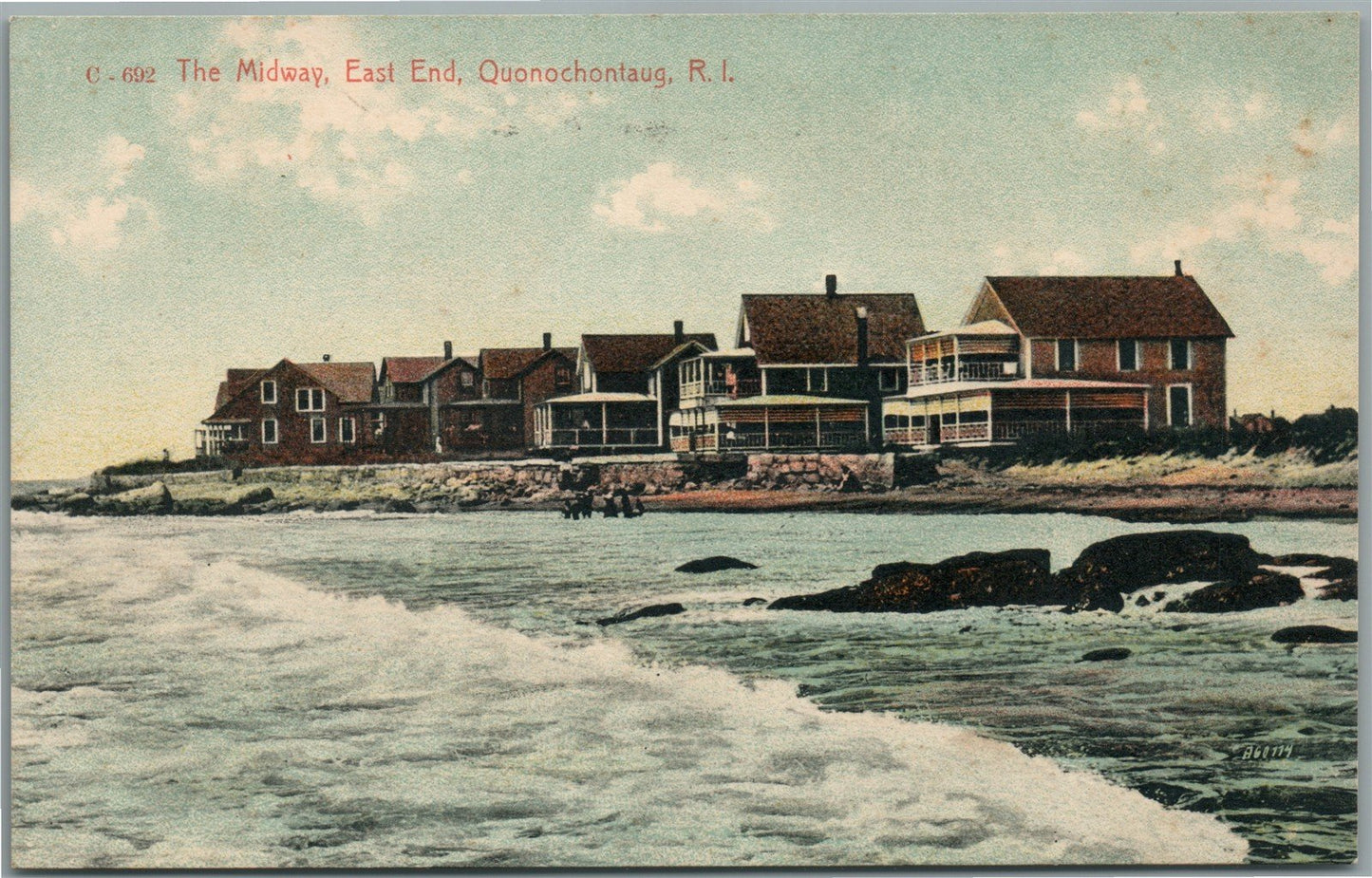 OUNOCHONTAUG RI THE MIDWAY EAST END ANTIQUE POSTCARD