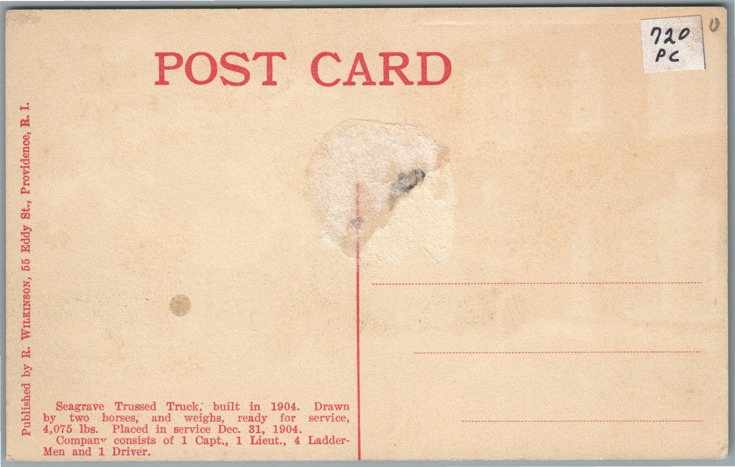 PROVIDENCE RI FIRE STATION ANTIQUE POSTCARD