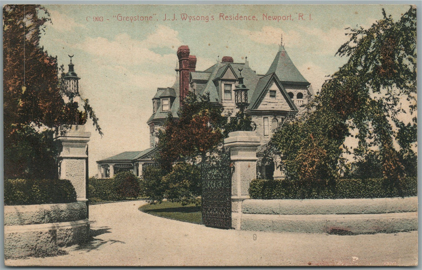 NEWPORT RI GREYSTONE RESIDENCE ANTIQUE POSTCARD
