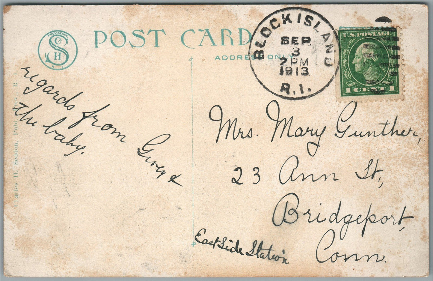 BLOCK ISLAND RI SOUTH EAST LIGHT ANTIQUE POSTCARD