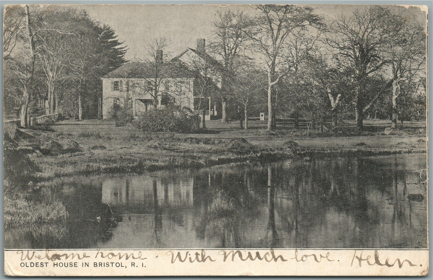 BRISTOL RI OLDEST HOUSE ANTIQUE POSTCARD
