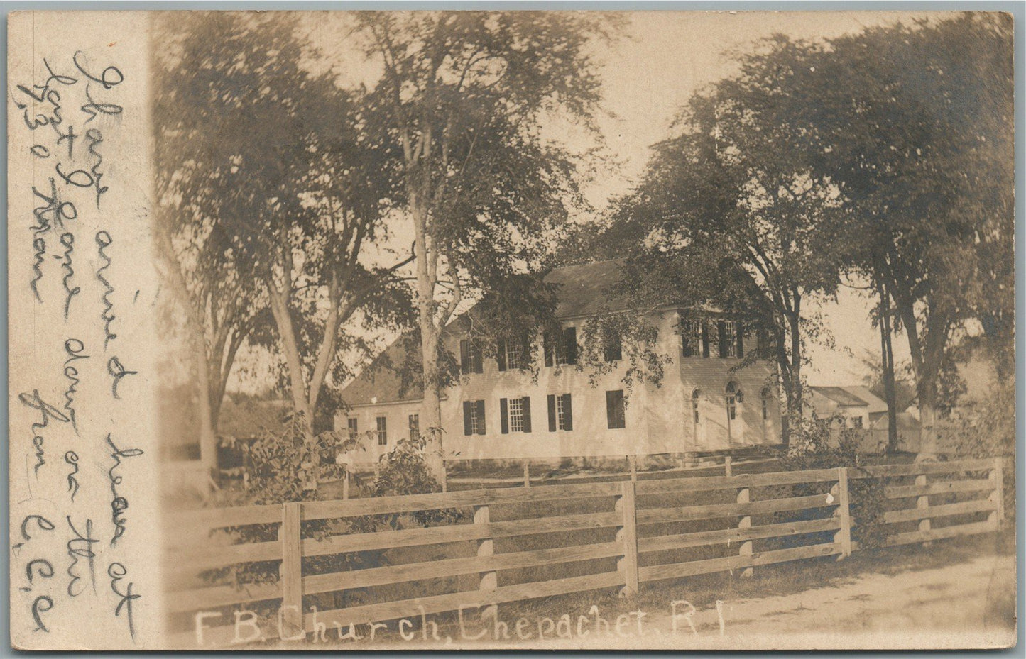 CHEPACHET RI CHURCH ANTIQUE REAL PHOTO POSTCARD RPPC