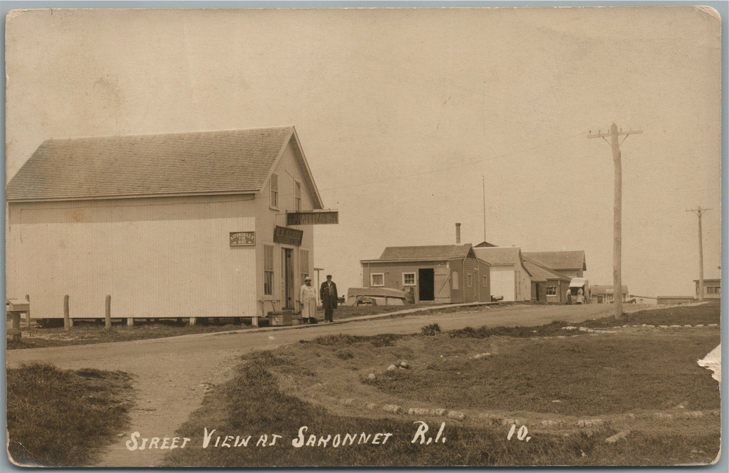 SAKONNET RI STREET VIEW ANTIQUE REAL PHOTO POSTCARD RPPC