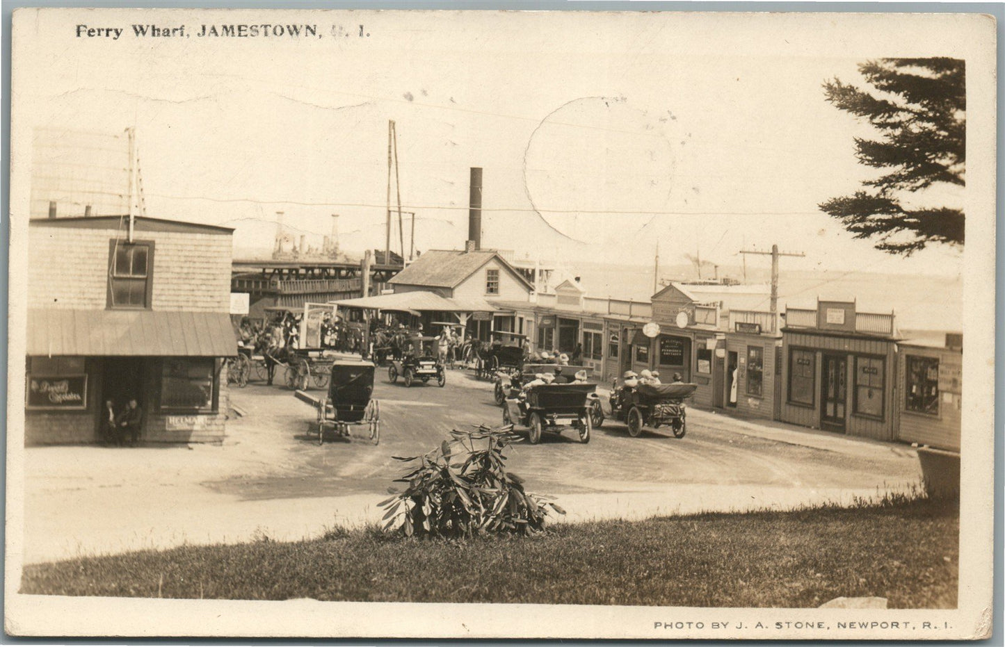 JAMESTOWN RI FERRY WHARF ANTIQUE REAL PHOTO POSTCARD RPPC