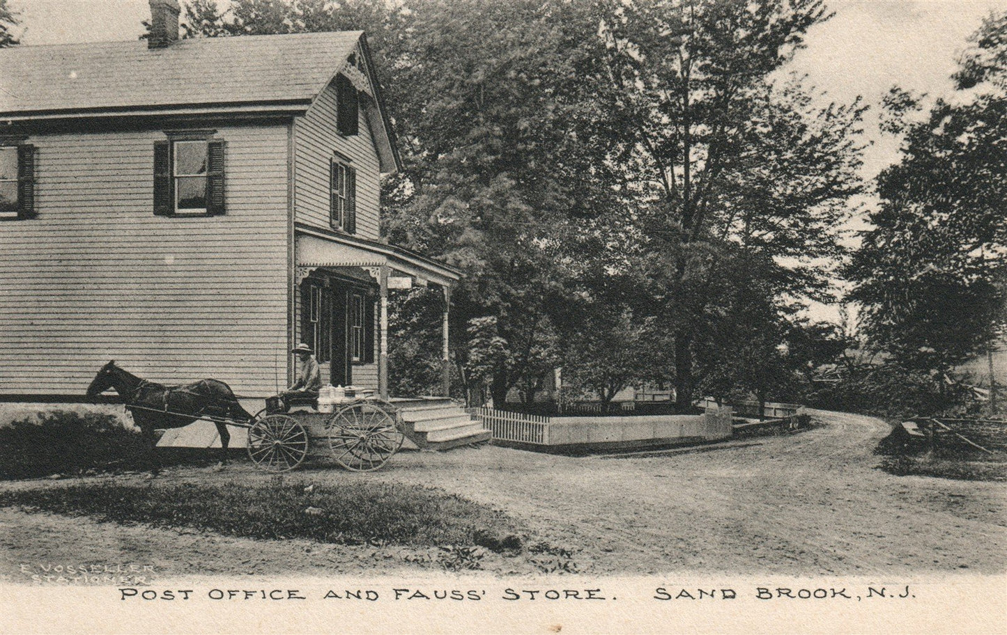 SAND BROOK NJ POST OFFICE & FAUSS STORE ANTIQUE POSTCARD