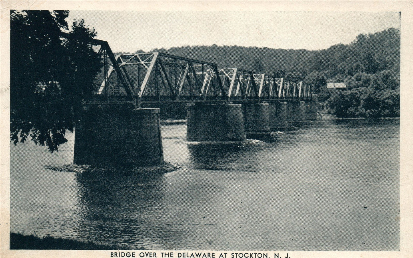 STOCKTON NJ BRIDGE OVER DELAWARE ANTIQUE POSTCARD