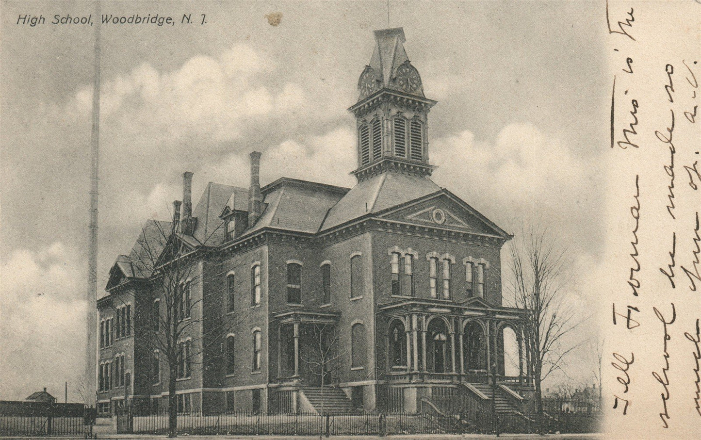 WOODBRIDGE NJ HIGH SCHOOL ANTIQUE POSTCARD