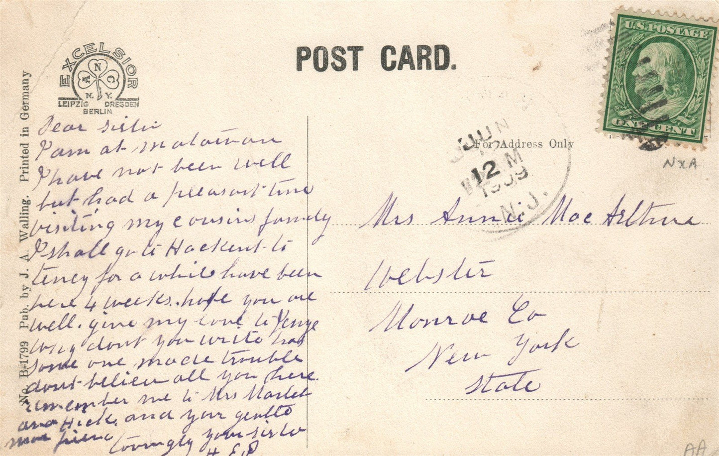 MATAWAN NJ MAIN STREET ANTIQUE POSTCARD
