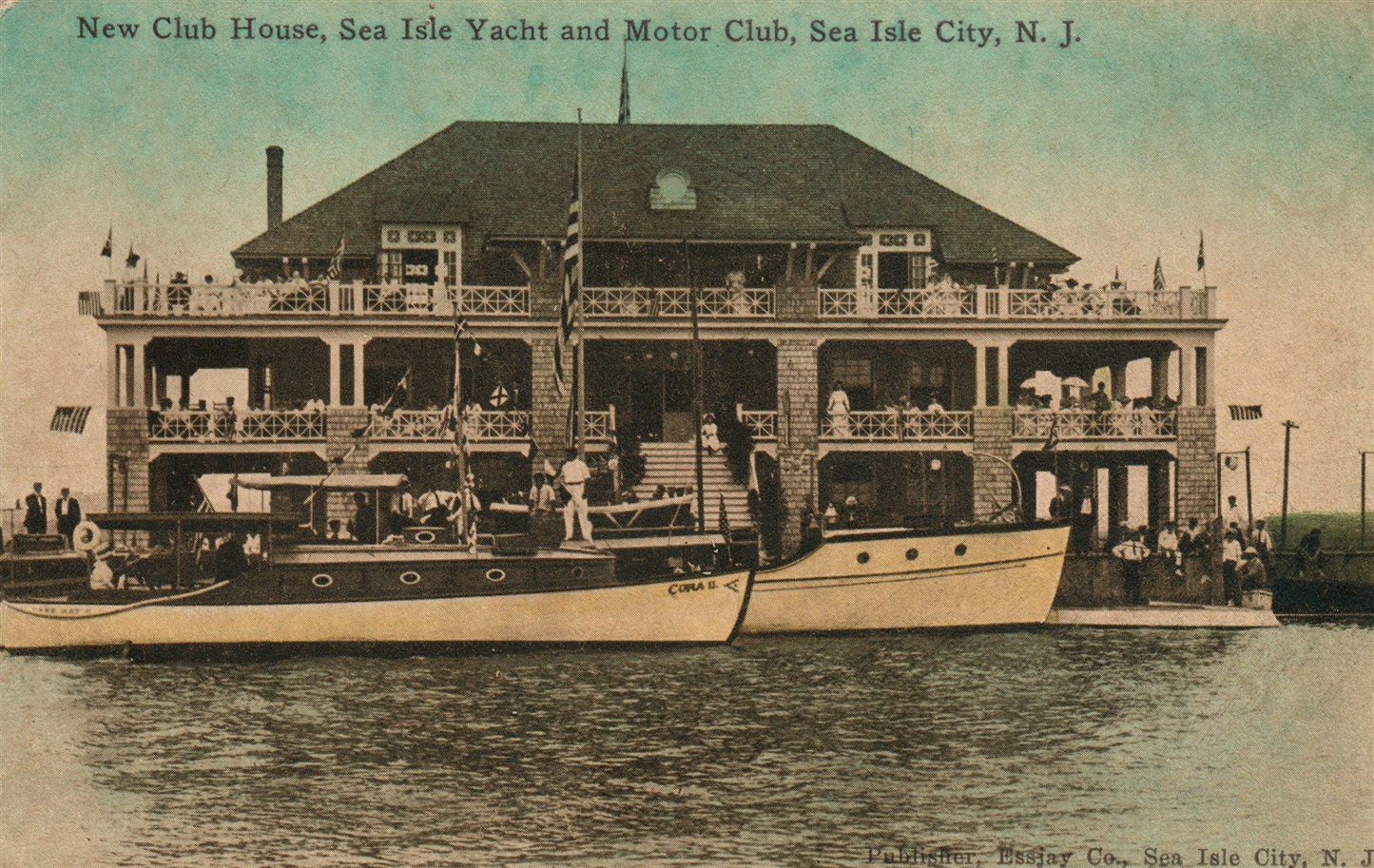 SEA ISLE CITY NJ CLUB HOUSE YACHT & MOTOR CLUB ANTIQUE POSTCARD