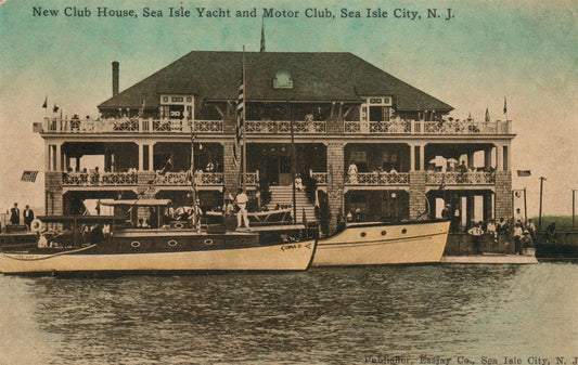 SEA ISLE CITY NJ CLUB HOUSE YACHT & MOTOR CLUB ANTIQUE POSTCARD