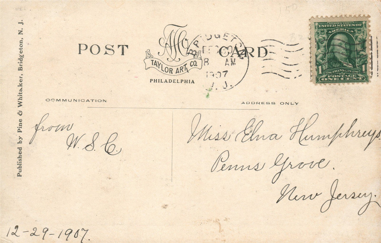 BRIDGETON NJ COMMERCE & LAUREL STREET ANTIQUE POSTCARD